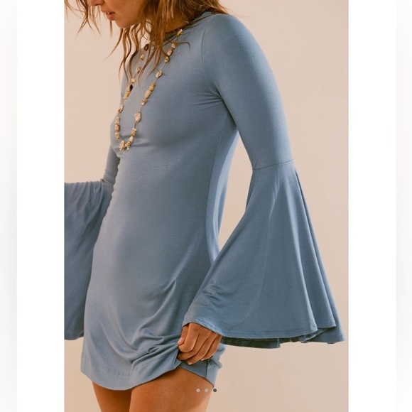 NWT FREE PEOPLE Dare to Dance Mini Small Blue Steel NEW FP BEACH $60 Tunic Dress - Picture 2 of 5